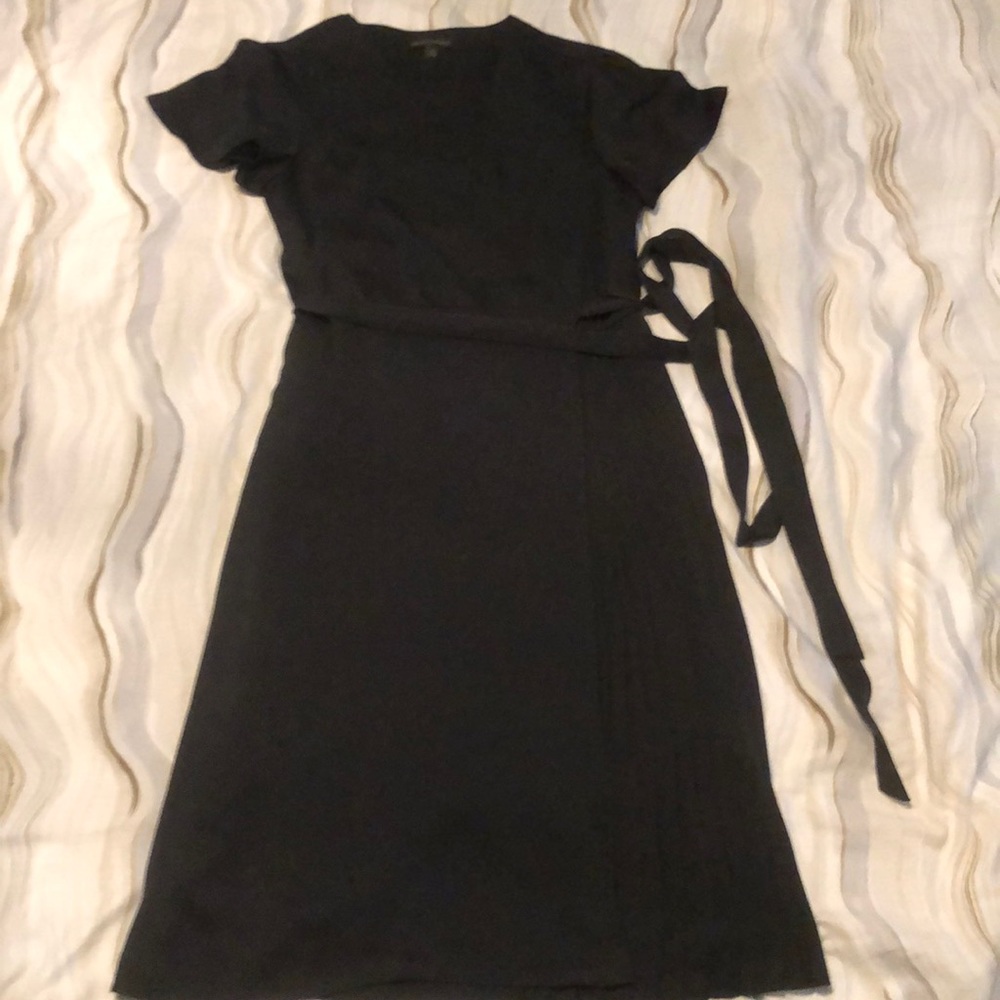 Banana Republic Black Wrap Dress w/ Pleat Detail